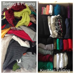 clothes drawer organizing before & after